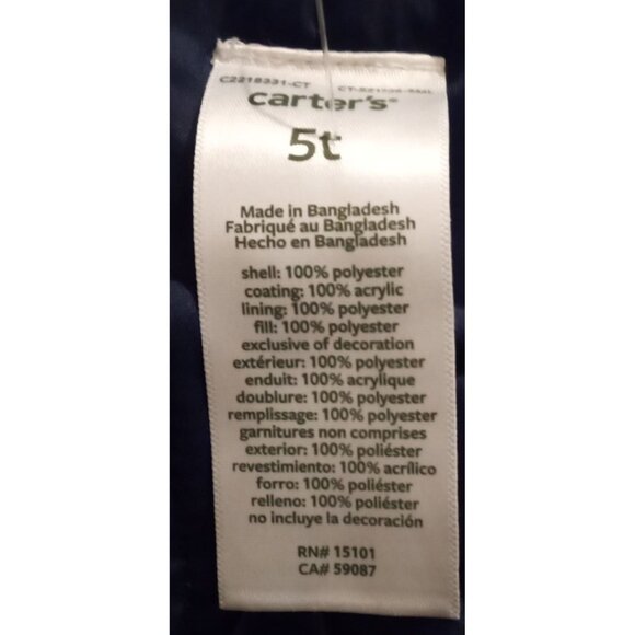 Carters Kids Size 5T Navy Blue Water-Resistant Snow Pants Adjustable Straps NWT - Picture 5 of 12